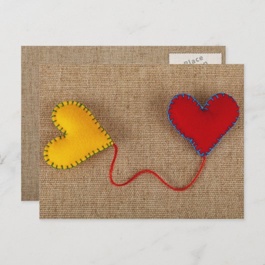 多彩なハートが付いているValentine s日の郵便はがき シーズンポストカード (正面/裏面)