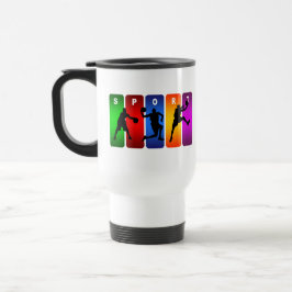 多彩なバスケットボールの紋章 トラベルマグ