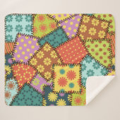 多彩なパッチワーク：多様なパターンミックス シェルパブランケット (正面(横))