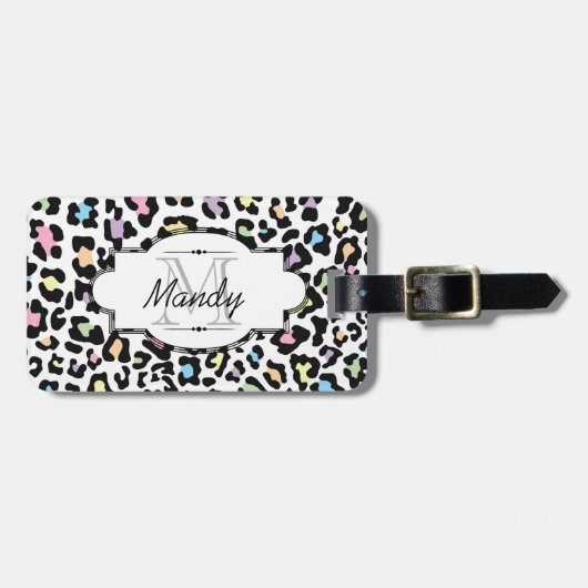 多彩なヒョウのプリントの荷物のラベル ラゲッジタグ (正面横)
