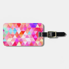 多彩なピンクの水彩画の三角形パターン ラゲッジタグ
