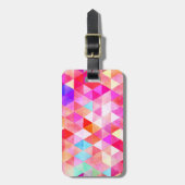 多彩なピンクの水彩画の三角形パターン ラゲッジタグ (正面縦)