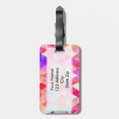 多彩なピンクの水彩画の三角形パターン ラゲッジタグ (裏面縦)