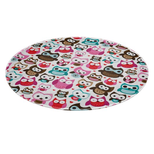 多彩なフクロウパターン カッティングボード (角)