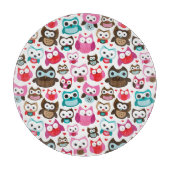 多彩なフクロウパターン カッティングボード (正面)