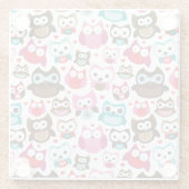 多彩なフクロウパターン ガラスコースター (裏面)