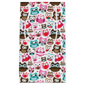 多彩なフクロウパターン スモールペーパーバッグ (正面)