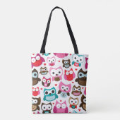 多彩なフクロウパターン トートバッグ (裏面)