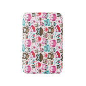 多彩なフクロウパターン バスマット (正面縦)