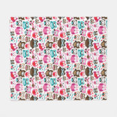 多彩なフクロウパターン フリースブランケット (正面(横))