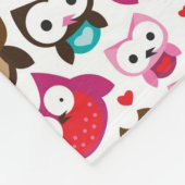 多彩なフクロウパターン フリースブランケット (角)