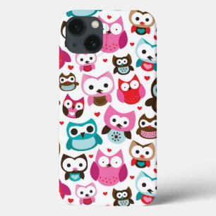 多彩なフクロウパターン iPhone 13ケース