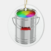 多彩なペンキが付いている小さなかん セラミックオーナメント (左)