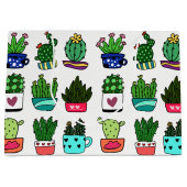 多彩なポットの大きいギフトバッグのサボテンの植物 ラージペーパーバッグ (正面)