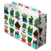 多彩なポットの大きいギフトバッグのサボテンの植物 ラージペーパーバッグ (裏面アングル)