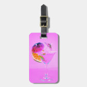 多彩な傘が付いているカクテル ラゲッジタグ (正面縦)