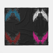 多彩な入れ墨の天使の翼 フリースブランケット (正面(横))