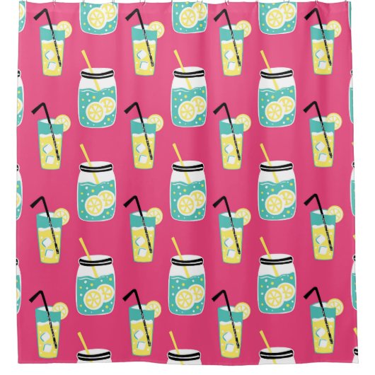 多彩な夏の要素、ヴィンテージシームレスなバックグロ シャワーカーテン (正面)