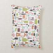 多彩な料理アイコンが付いているパターン アクセントクッション (裏面(縦))