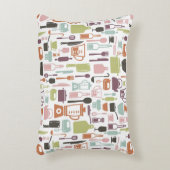 多彩な料理アイコンが付いているパターン アクセントクッション (正面(垂直))