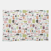 多彩な料理アイコンが付いているパターン キッチンタオル (横)