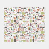 多彩な料理アイコンが付いているパターン フリースブランケット (正面(横))