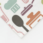 多彩な料理アイコンが付いているパターン フリースブランケット (角)