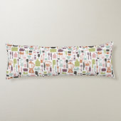 多彩な料理アイコンが付いているパターン ボディピロー (裏面)