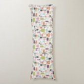 多彩な料理アイコンが付いているパターン ボディピロー (正面縦)