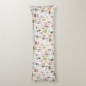 多彩な料理アイコンが付いているパターン ボディピロー (裏面 (縦))