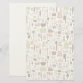 多彩な料理アイコンが付いているパターン 便箋 (正面/裏面)