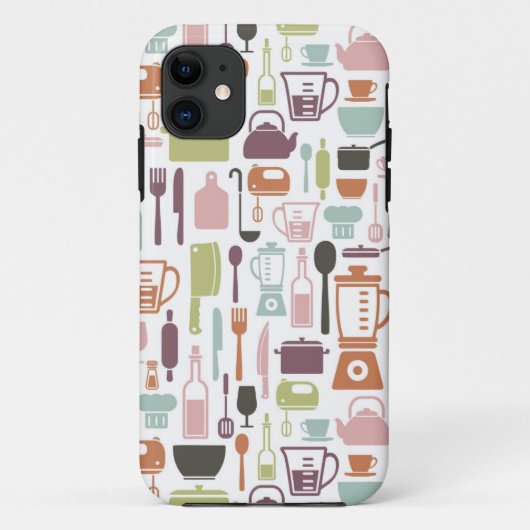 多彩な料理アイコンが付いているパターン Case-Mate iPhoneケース (裏面)