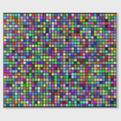 多彩な正方形はタイルを張りますパターン(黒い背景)を ラッピングペーパー (フラット)