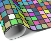 多彩な正方形はタイルを張りますパターン(黒い背景)を ラッピングペーパー (ロールコーナー)