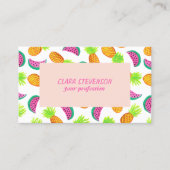 多彩な水彩画のパイナップルスイカパターン 名刺 (正面)