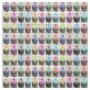 多彩な水彩画の手描きのフクロウパターン ファブリック