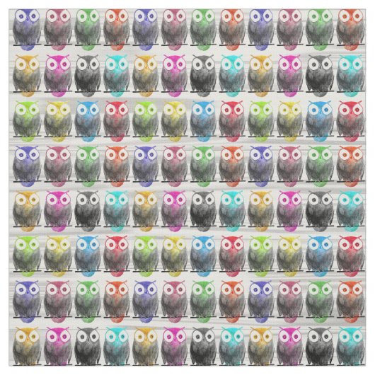 多彩な水彩画の手描きのフクロウパターン ファブリック (見本)