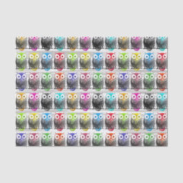 多彩な水彩画の手描きのフクロウパターン 薄葉紙