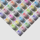 多彩な水彩画の手描きのフクロウパターン 薄葉紙 (詳細)