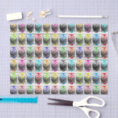 多彩な水彩画の手描きのフクロウパターン 薄葉紙 (クラフト)