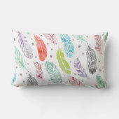 多彩な水彩画の羽の種族のプリントの枕 ランバークッション (裏面)