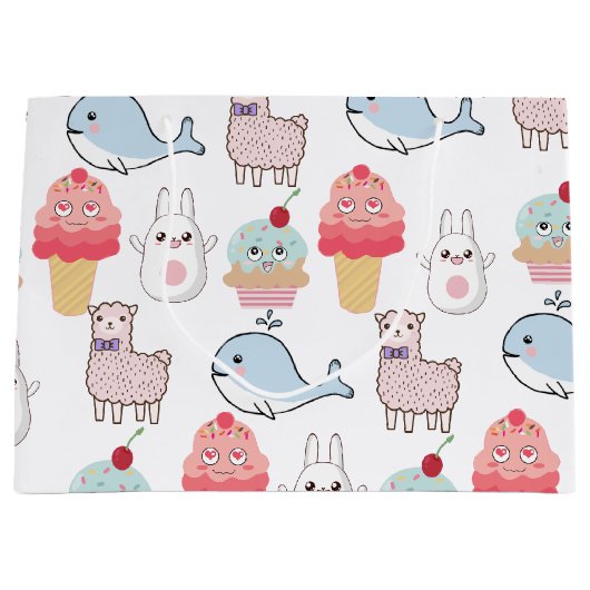 多彩な漫画のかわいいをからかいます ラージペーパーバッグ (正面)