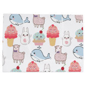 多彩な漫画のかわいいをからかいます ラージペーパーバッグ (裏面)