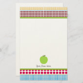多彩な点の緑のAppleのパーソナライズな先生 便箋 (正面/裏面)