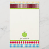 多彩な点の緑のAppleのパーソナライズな先生 便箋 (正面)