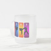 多彩な空手の紋章 フロストグラスマグカップ (正面左)