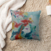 多彩な背景との© P Wherrellの《植物》スイレン クッション (ブランケット)