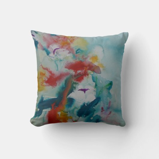 多彩な背景との© P Wherrellの《植物》スイレン クッション (正面)