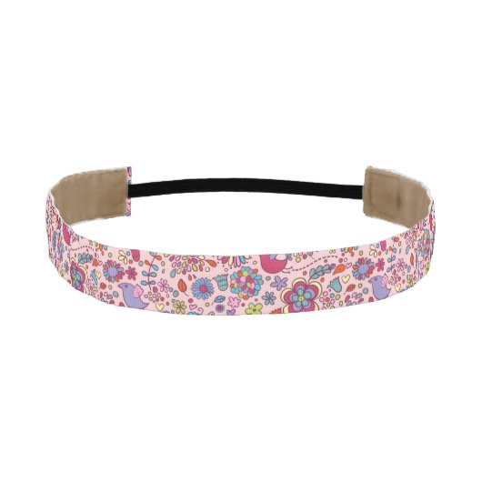 多彩な花が付いている春パターン アスレチックヘッドバンド (正面)