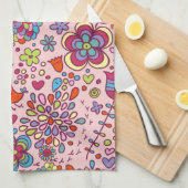 多彩な花が付いている春パターン キッチンタオル (四つ折り)